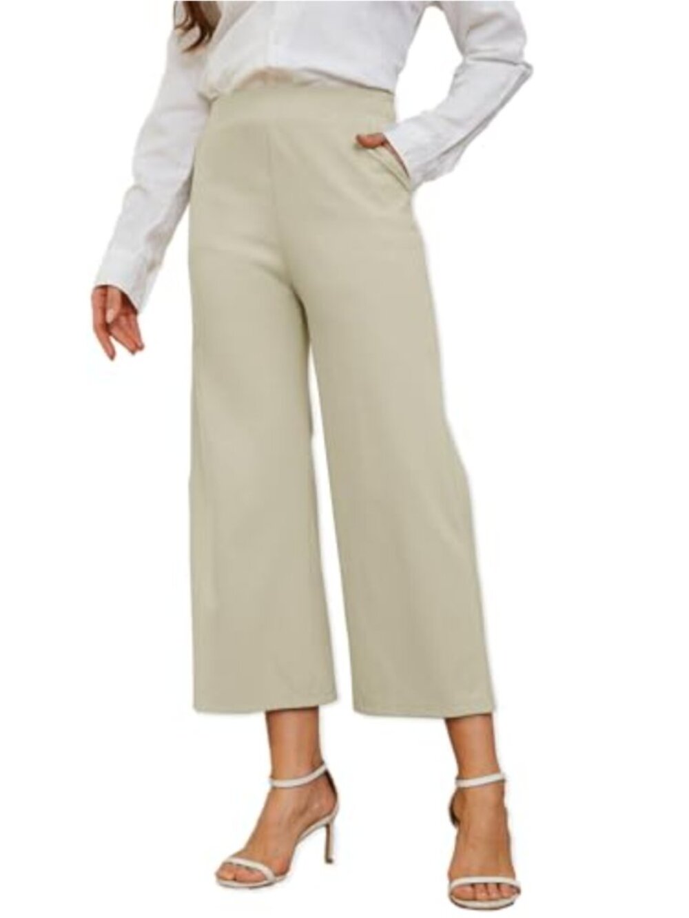Wide Leg Capri Pants High Waisted Cropped Palazzo Business Casual